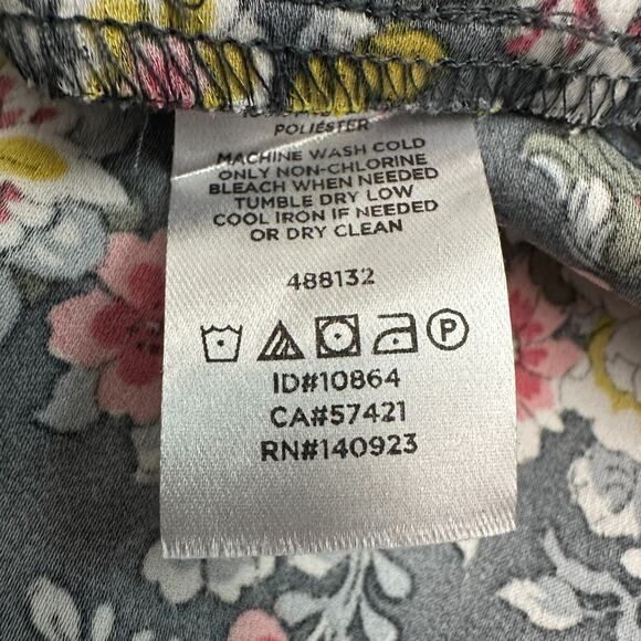 Ann Taylor Loft Dress Womens 14 Blue Floral Ruffle Hem Spring Summer Casual - Picture 12 of 12